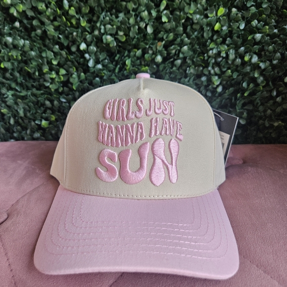 Pink Girls Just Wanna Have Sun Adjustable Hat - Picture 1 of 2